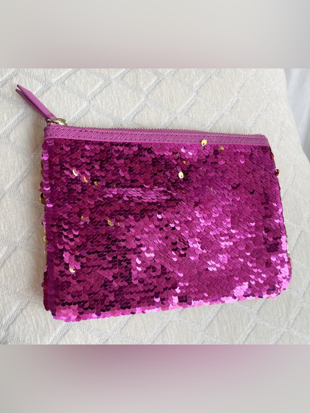 H&M Hot Pink Sequin Cosmetic Pouch Zippered